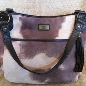 Gigi Hill Lulu faux Western Cow Hide bag, Like New